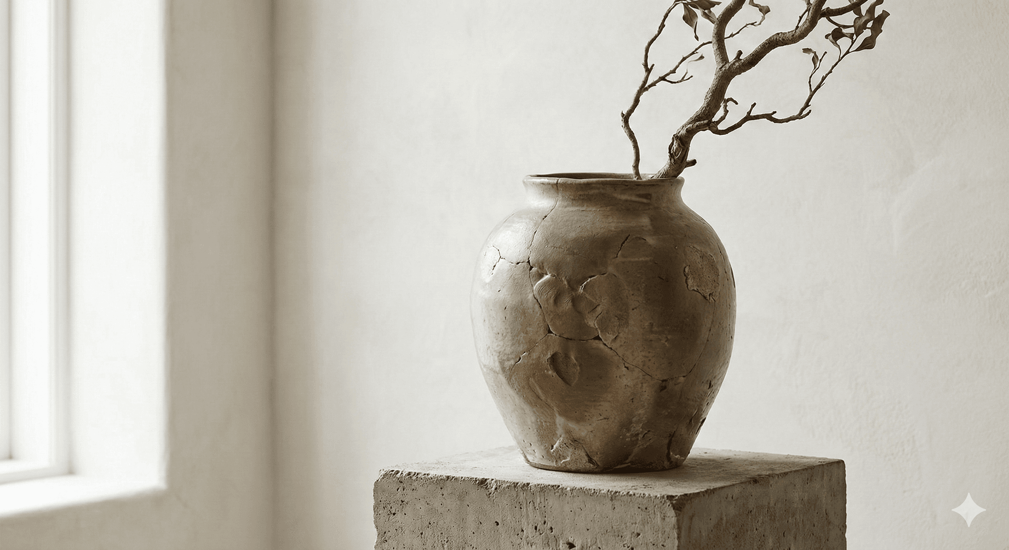 Terracotta vase front view